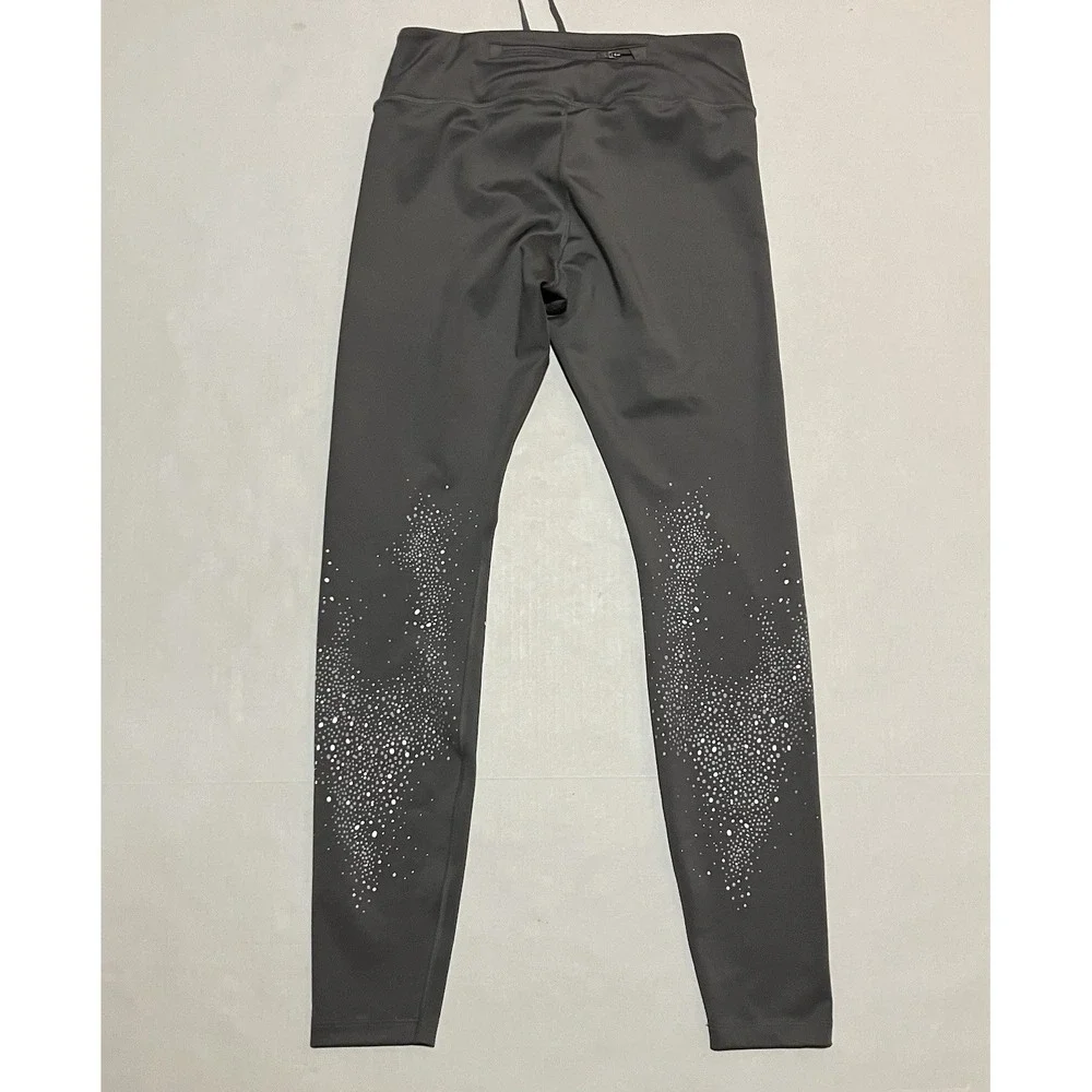 Nike Dri-Fit Womens Size Medium Gray Black Running Stretch‎ Legging Zipper Cuff